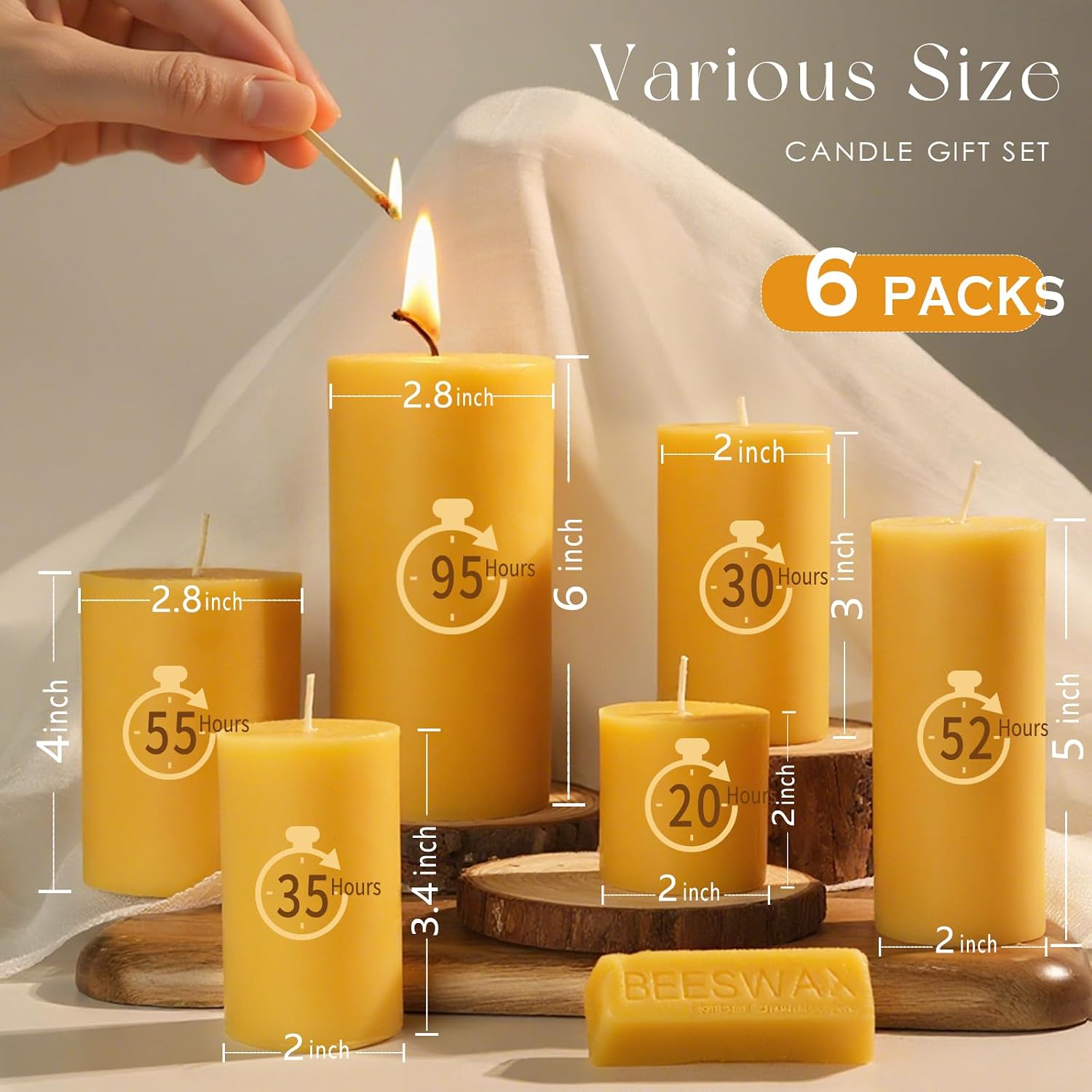 Beeswax Candles Set of 6, Non  - Home Fragrance Non Toxic review and price